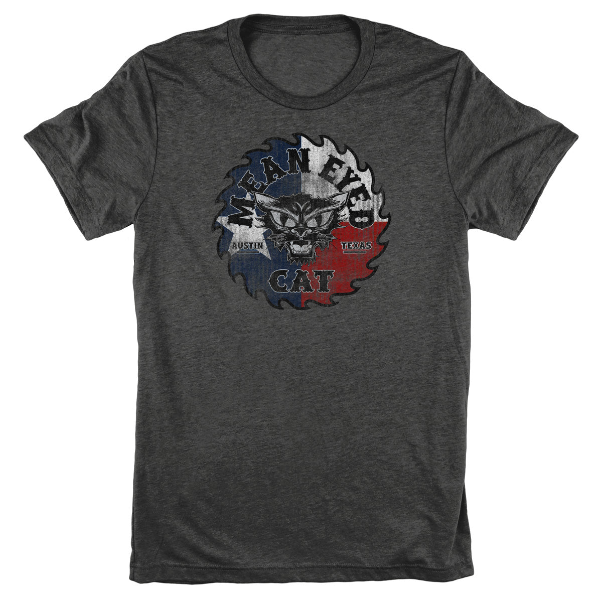 Mean Eyed Cat Saw Blade Texas Tee