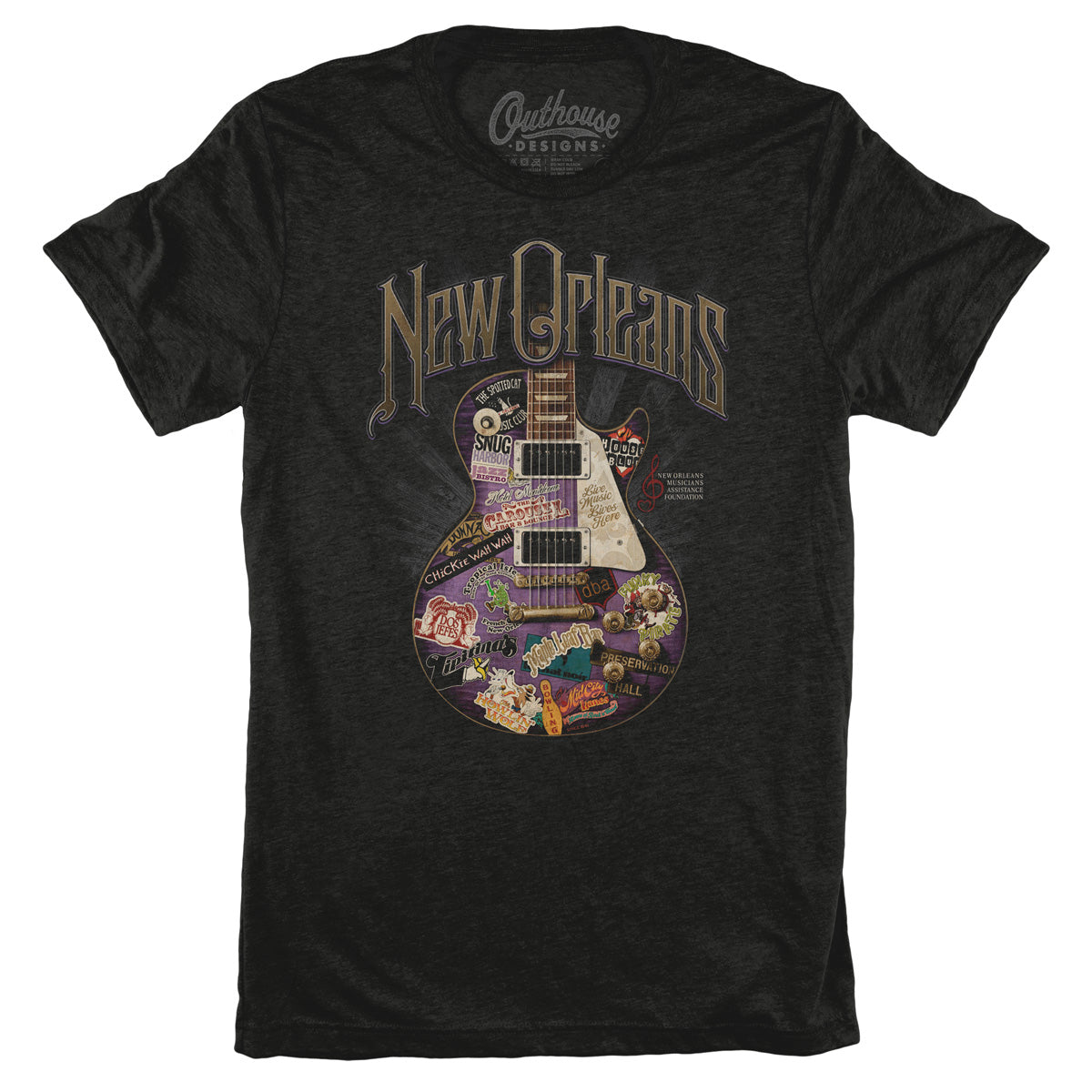 NOLA Live Music Guitar Fashion Tee